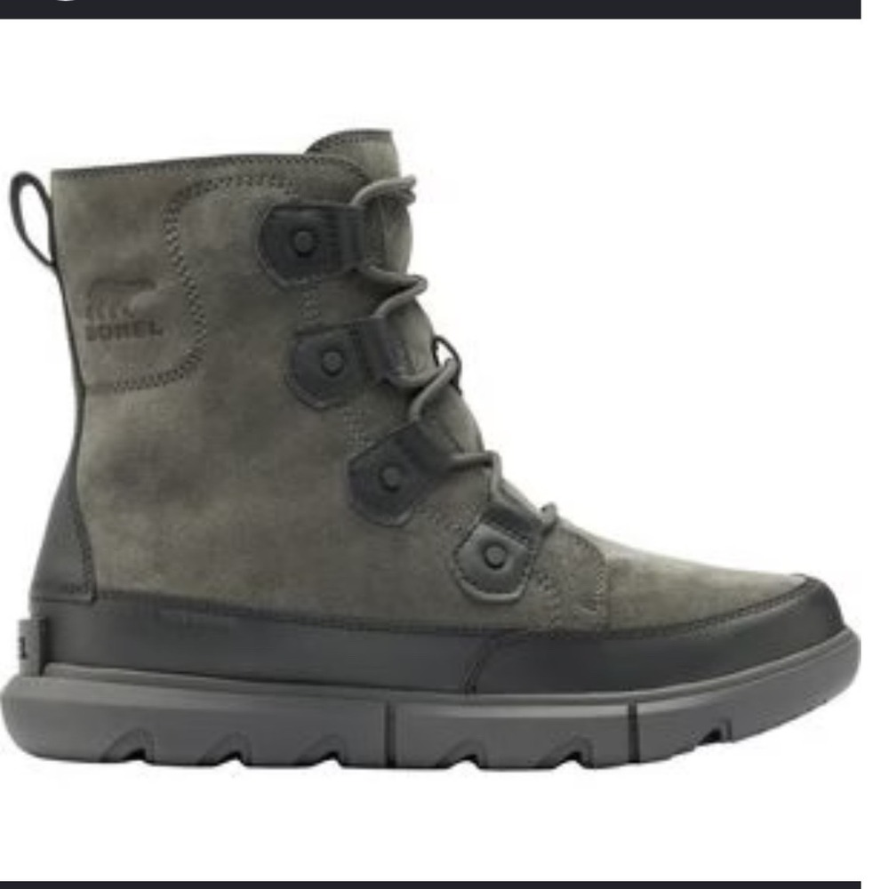 Sorel Men Explorer WP Waterproof Suede Utility Snow Lace Up Boots Grey Size 8